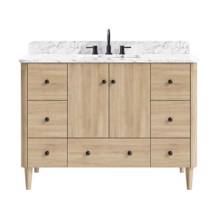 Leyah 49 in. Oak Finish Vanity with Engineered Stone Top Leyah 49 in. Oak Finish Vanity with Engineered Stone Top