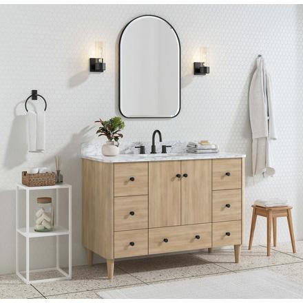 Leyah 49 in. Oak Finish Vanity with Engineered Stone Top Leyah 49 in. Oak Finish Vanity with Engineered Stone Top