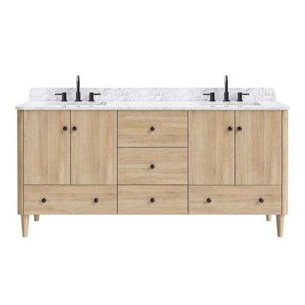 Leyah 73 in. Oak Finish Vanity with Engineered Stone Top Leyah 73 in. Oak Finish Vanity with Engineered Stone Top
