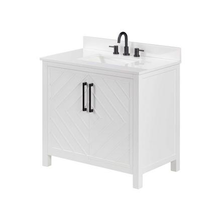 Bryce 37 in. White Vanity with Engineered Stone Top Bryce Vanity with Engineered Stone Top