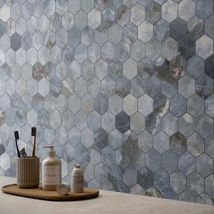 Oceana Azul Porcelain Hexagon Mosaic Oceana Azul Porcelain Hexagon Mosaic