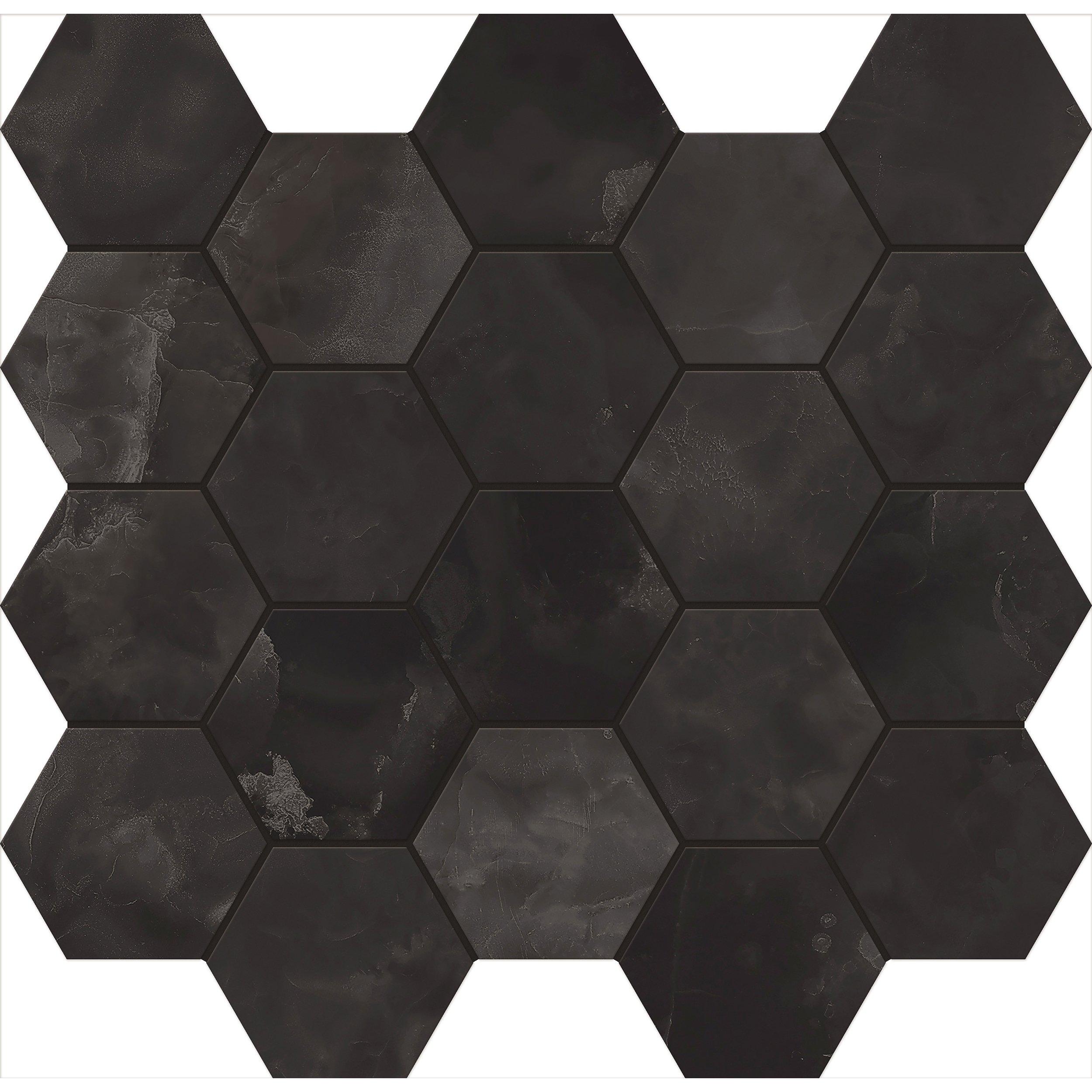 Onyx Noir Porcelain Hexagon Mosaic