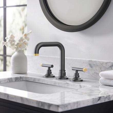 Duke 8 in. Widespread Brushed Gold and Matte Black Bath Faucet Duke 8 in. Widespread Brushed Gold and Matte Black Bath Faucet