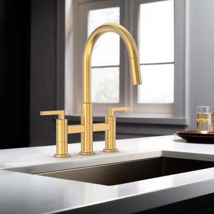 Asher Bridge Brushed Gold Kitchen Faucet Asher Bridge Brushed Gold Kitchen Faucet