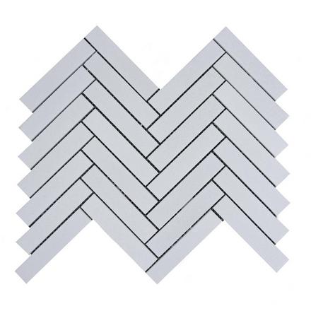 Thassos Herringbone Honed Marble Mosaic Thassos Herringbone Honed Marble Mosaic