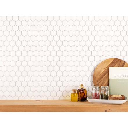 Thassos Hexagon Polished Marble Mosaic Thassos Hexagon Polished Marble Mosaic