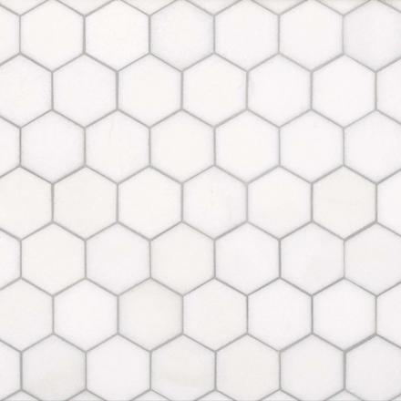 Thassos Hexagon Polished Marble Mosaic Thassos Hexagon Polished Marble Mosaic