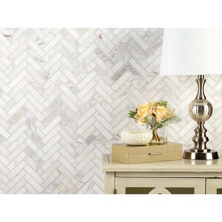 Volakas Herringbone Honed Marble Mosaic Volakas Herringbone Honed Marble Mosaic