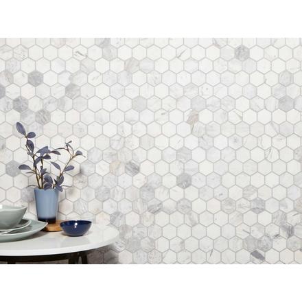 Volakas Hexagon Honed Marble Mosaic Volakas Hexagon Honed Marble Mosaic
