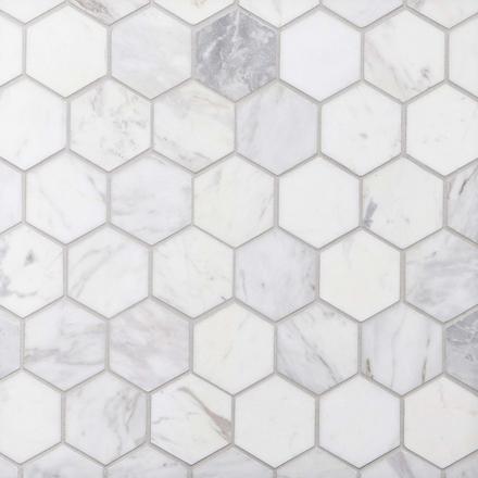 Volakas Hexagon Honed Marble Mosaic Volakas Hexagon Honed Marble Mosaic