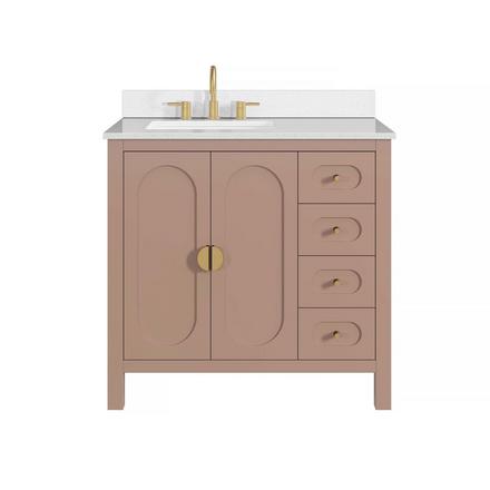 Haven 37 in. Blush Vanity with Snow White Engineered Stone Top Haven 37 in. Blush Vanity with Snow White Engineered Stone Top
