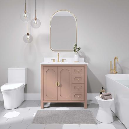 Haven 37 in. Blush Vanity with Snow White Engineered Stone Top Haven 37 in. Blush Vanity with Snow White Engineered Stone Top