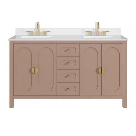 Haven 61 in. Blush Vanity with Snow White Engineered Stone Top Haven 61 in. Blush Vanity with Snow White Engineered Stone Top