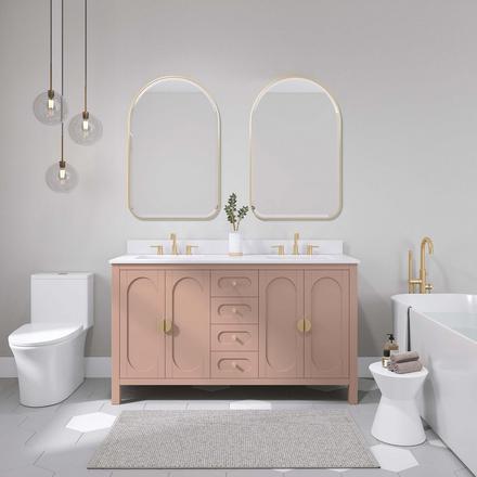 Haven 61 in. Blush Vanity with Snow White Engineered Stone Top Haven 61 in. Blush Vanity with Snow White Engineered Stone Top