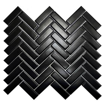Matte Black Herringbone Porcelain Mosaic Matte Black Herringbone Porcelain Mosaic