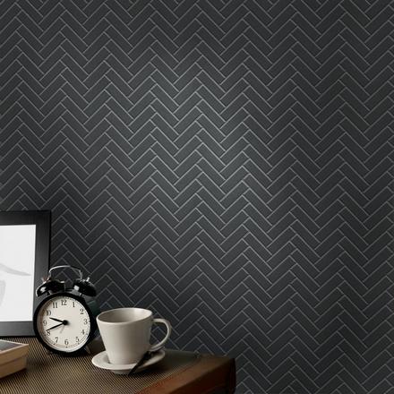 Matte Black Herringbone Porcelain Mosaic Matte Black Herringbone Porcelain Mosaic