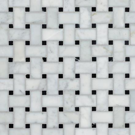 Bianco Carrara Basketweave Polished Marble Mosaic Bianco Carrara Basketweave Polished Marble Mosaic