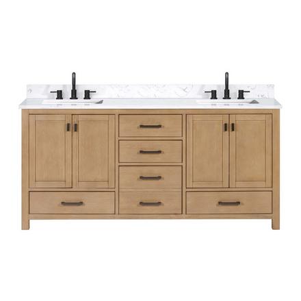 Kent 73 in. Natural Oak Vanity with Calacatta Engineered Top Kent 73 in. Natural Oak Vanity with Calacatta Engineered Top
