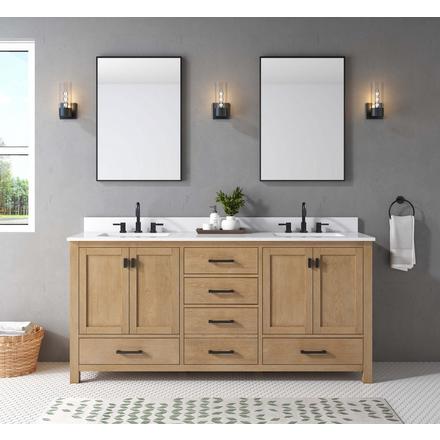 Kent 73 in. Natural Oak Vanity with Calacatta Engineered Top Kent 73 in. Natural Oak Vanity with Calacatta Engineered Top