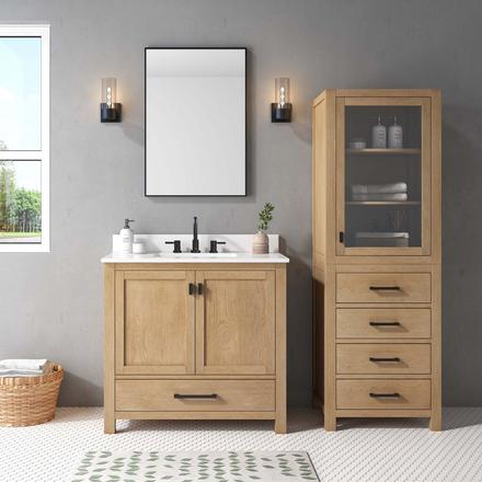 Kent 24 in. Natural Oak Linen Tower Kent 24 in. Natural Oak Linen Tower