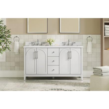 Hutchinson 61 in. White Vanity with Engineered Stone Top Hutchinson 61 in. White Vanity with Engineered Stone Top