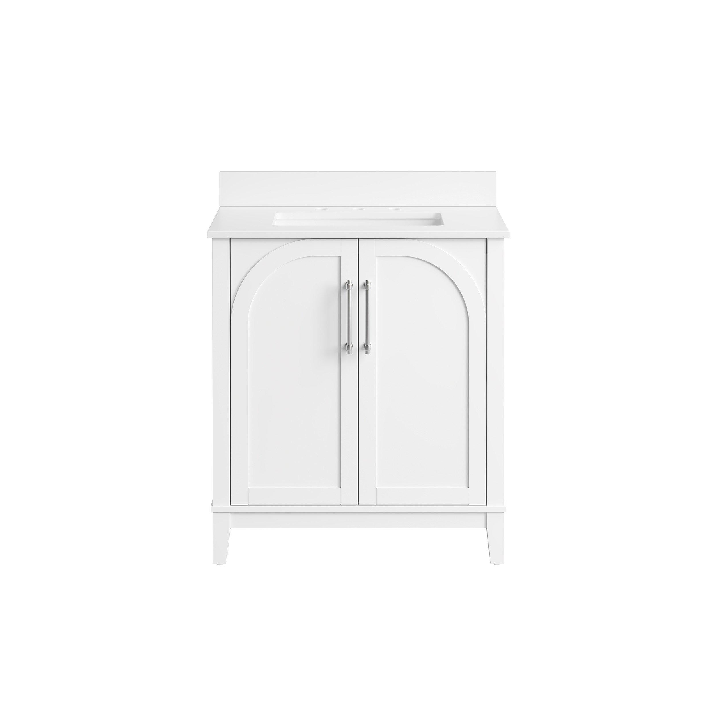 Hutchinson 31 in. White Vanity with Engineered Stone Top