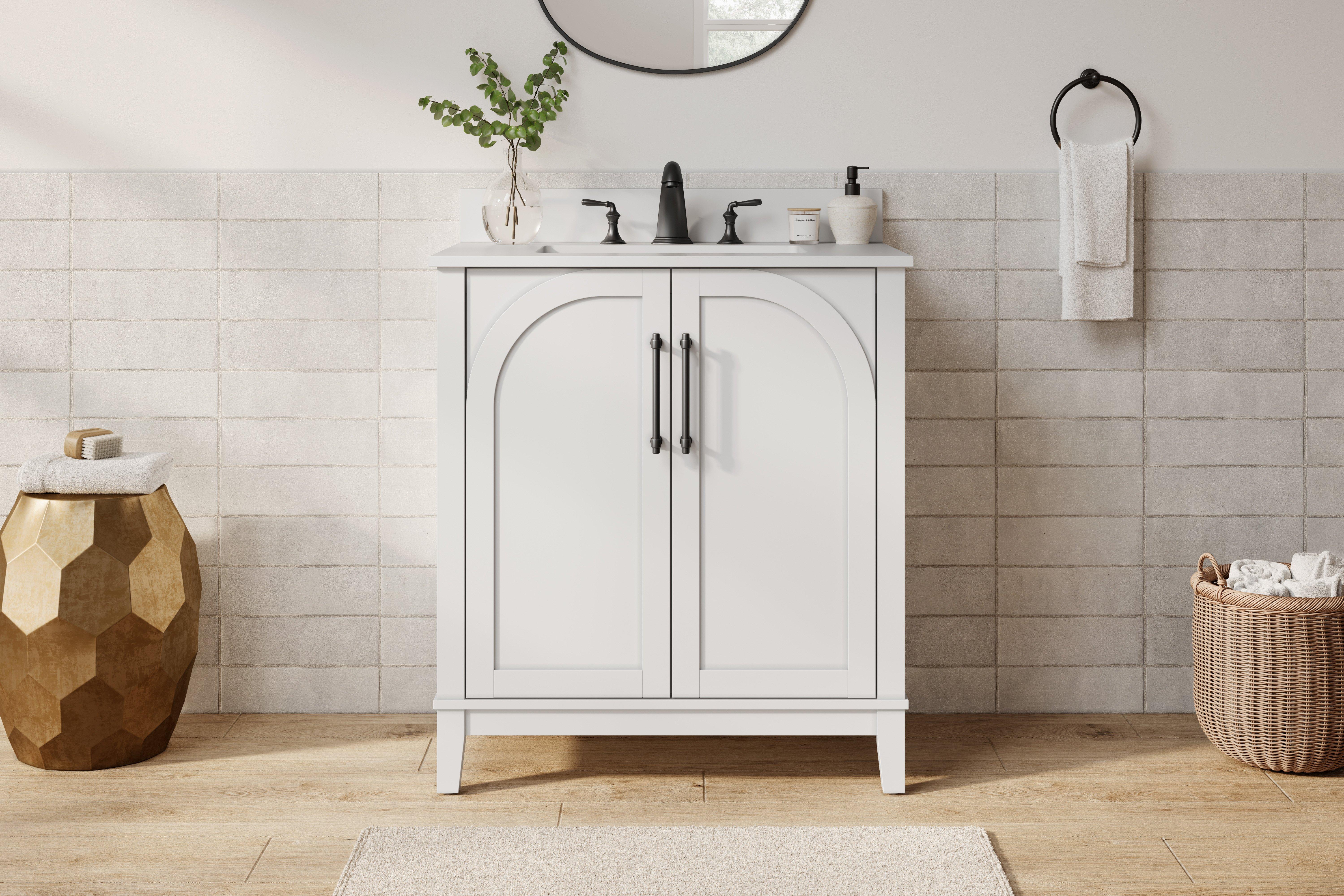 Hutchinson 31 in. White Vanity with Engineered Stone Top