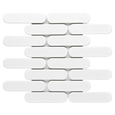 White Elongated Oval Porcelain Mosaic White Elongated Oval Porcelain Mosaic