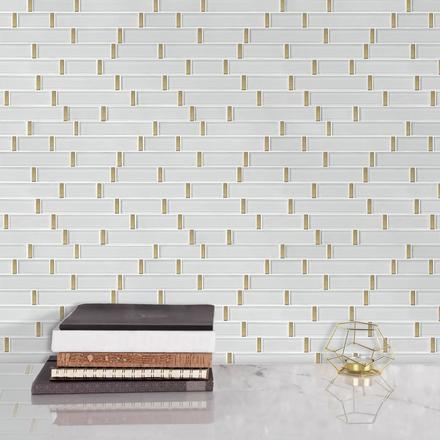 Snow Gold Metallic Linear Glass Mosaic Snow Gold Metallic Linear Glass Mosaic