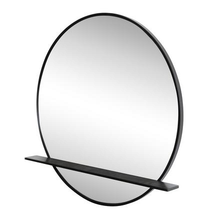 Ellington 30 in. Matte Black Round Shelf Mirror Ellington 30 in. Matte Black Round Shelf Mirror