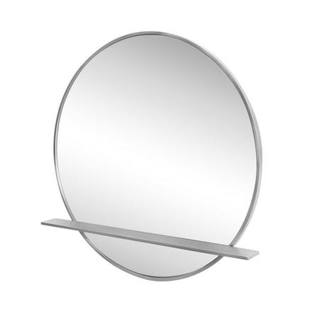 Ellington 30 in. Brushed Nickel Round Shelf Mirror Ellington 30 in. Brushed Nickel Round Shelf Mirror