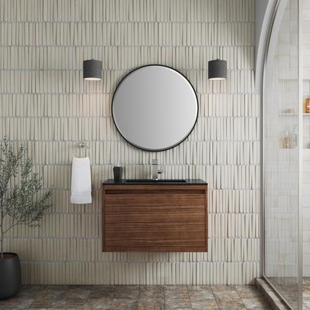 Mantova 31.5 in. Brown Vanity with Black Engineered Stone Top Mantova 31.5 in. Brown Vanity with Black Engineered Stone Top