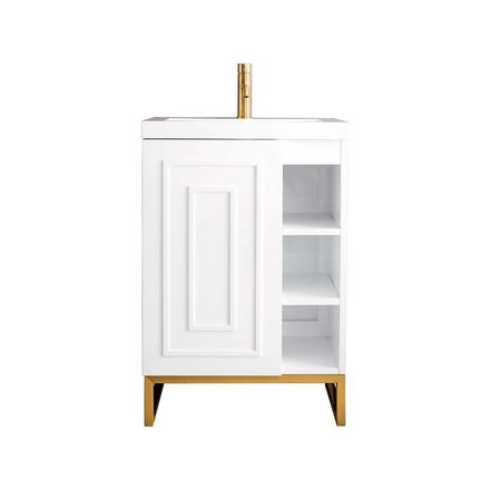 Alicante 24 in. White and Gold Vanity with Engineered Stone Top Alicante 24 in. White and Gold Vanity with Engineered Stone Top