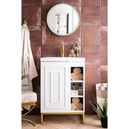 Alicante 24 in. White and Gold Vanity with Engineered Stone Top Alicante 24 in. White and Gold Vanity with Engineered Stone Top