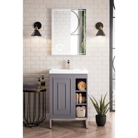 Alicante 24 in. Gray and Nickel Vanity with Engineered Stone Top Alicante 24 in. Gray and Nickel Vanity with Engineered Stone Top