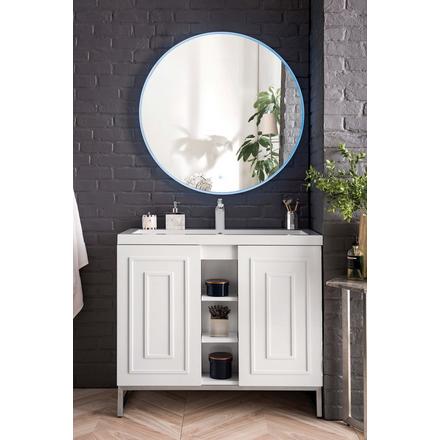 Alicante 39.5 in. White and Nickel Vanity with Engineered Stone Top Alicante 39.5 in. White and Nickel Vanity with Engineered Stone Top