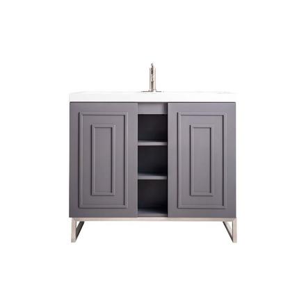 Alicante 39.5 in. Gray and Nickel Vanity with Engineered Stone Top Alicante 39.5 in. Gray and Nickel Vanity with Engineered Stone Top