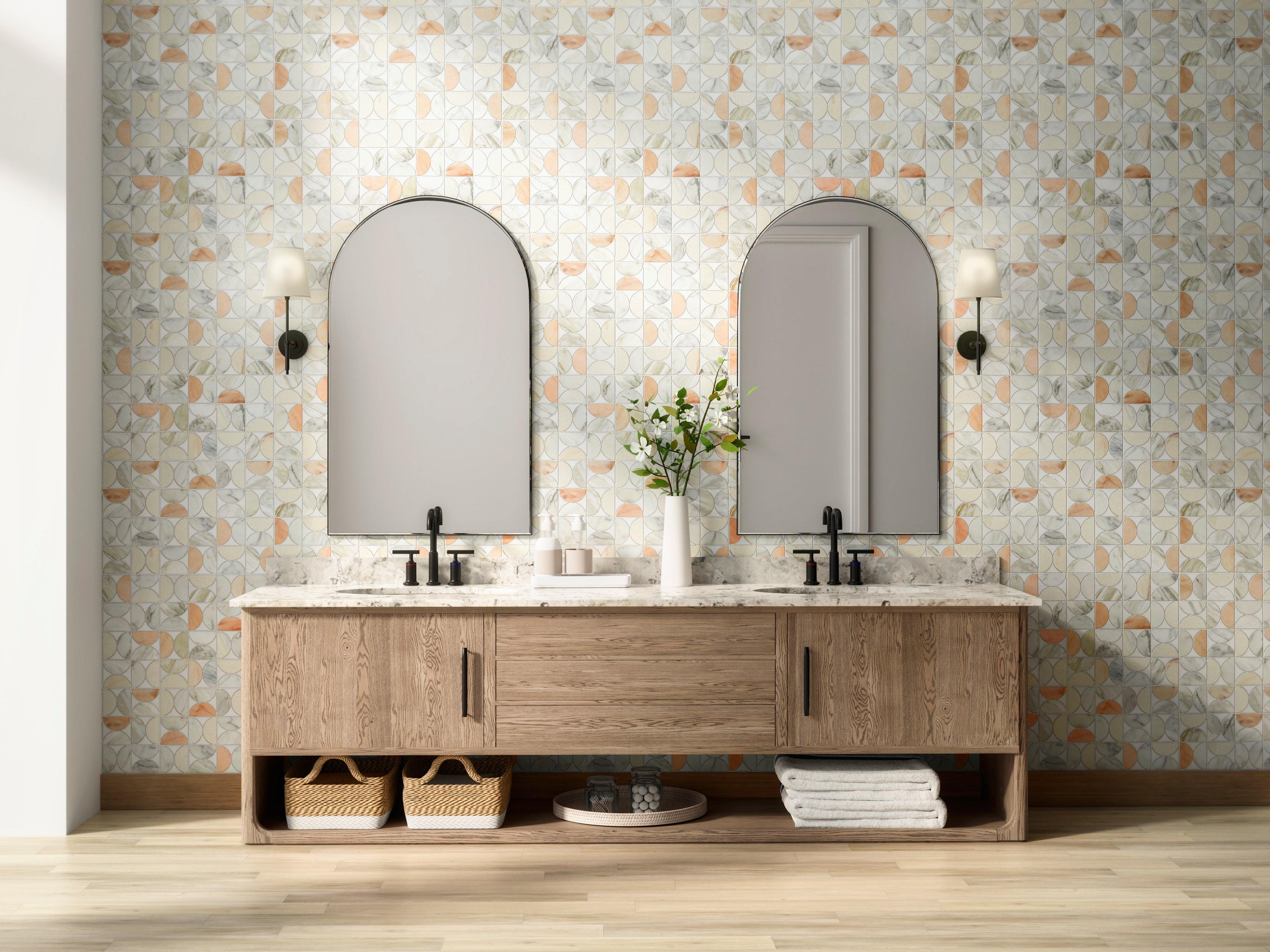 Peach Cala Eclipse Marble Honed Mosaic