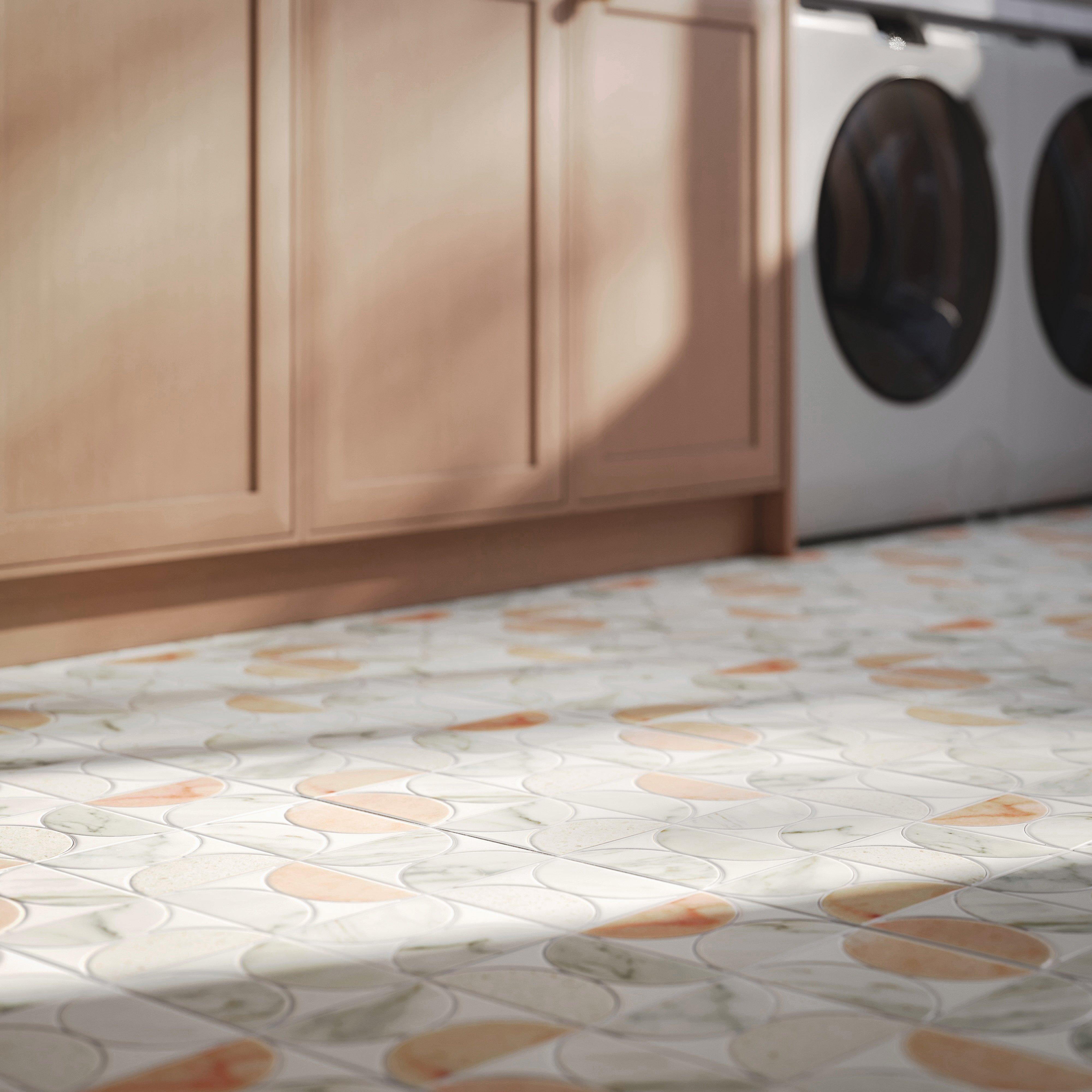 Peach Cala Eclipse Marble Honed Mosaic