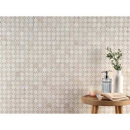 Vanilla Circle Honed Marble Mosaic Vanilla Circle Honed Marble Mosaic