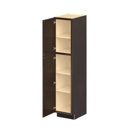Baxley 18 in. Stained Cocoa Plywood Pantry Cabinet - Left Door Hinge Baxley 2 Door Pantry Cabinet