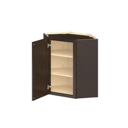 Baxley 24 in. Stained Cocoa Wall Angle Corner Cabinet Baxley 1 Door Angled Wall Cabinet