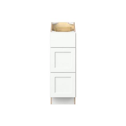 Baxley 12 in. Painted Pure White Drawer Base Cabinet Baxley 3 Drawer Base Cabinet