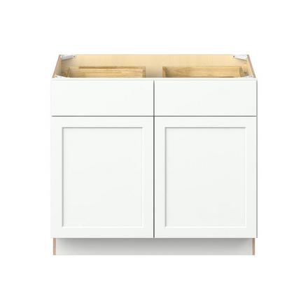 Baxley 39 in. Painted Pure White Door and Drawer Base Cabinet Baxley 2 Door 2 Drawer Base Cabinet