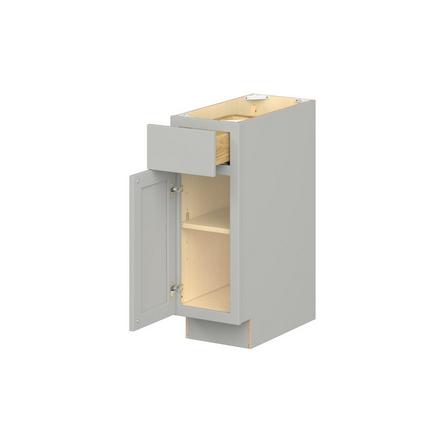Baxley 12 in. Painted Whisper Gray Door and Drawer Base Cabinet - Left Door Hinge Baxley 1 Door 1 Drawer Base Cabinet
