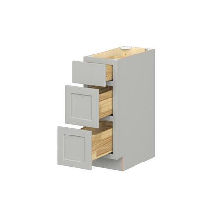 Baxley 12 in. Painted Whisper Gray Drawer Base Cabinet Baxley 3 Drawer Base Cabinet