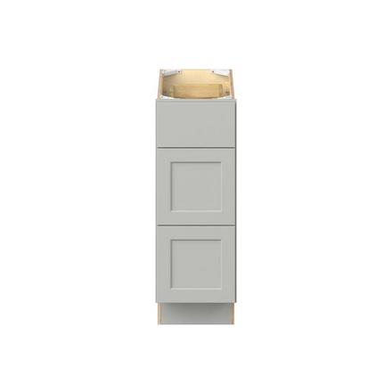 Baxley 12 in. Painted Whisper Gray Drawer Base Cabinet Baxley 3 Drawer Base Cabinet