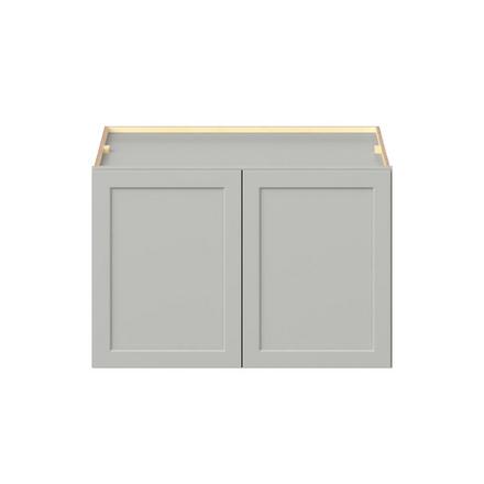 Baxley 36 in. Painted Whisper Gray Bridge Wall Cabinet Baxley 2 Door Bridge Wall Cabinet
