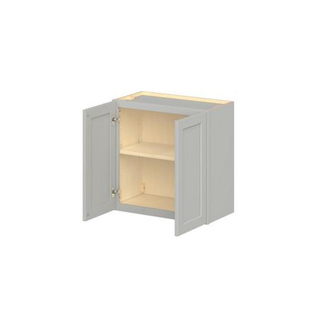 Baxley 24 in. Painted Whisper Gray Bridge Wall Cabinet Baxley 2 Door Bridge Wall Cabinet
