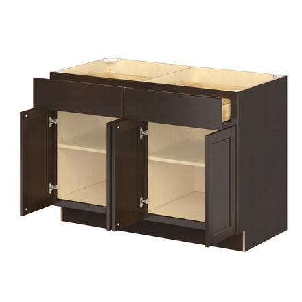 Baxley 48 in. Stained Cocoa Door and Drawer Base Cabinet Baxley 2 Door 2 Drawer Base Cabinet